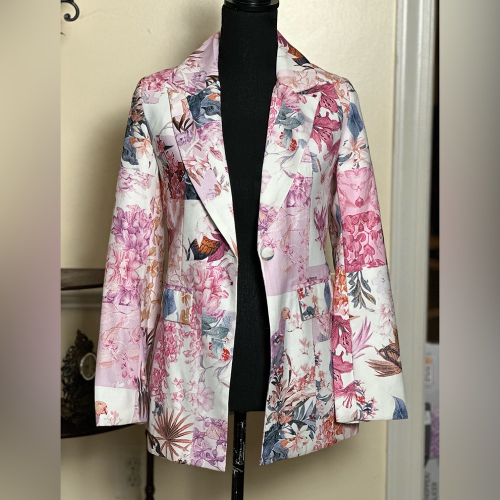 Casual Vintage Flower Print Blazer